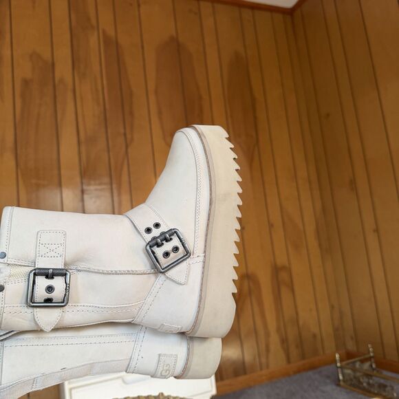 UGG Classic Rebel Biker Rocker Bone Platform Boots Women’s US 5 Beige Cream - Picture 8 of 15